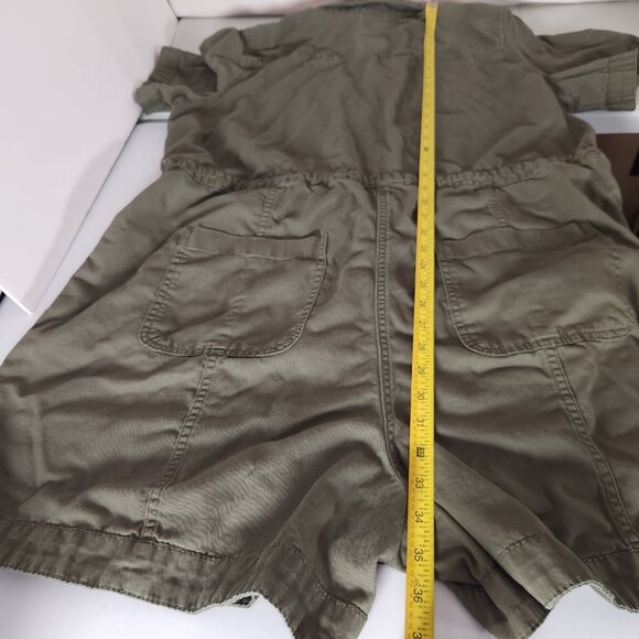 1008Old Navy Utility Romper Womens XL Green Short Sleeve Button Front Casual - Picture 4 of 11